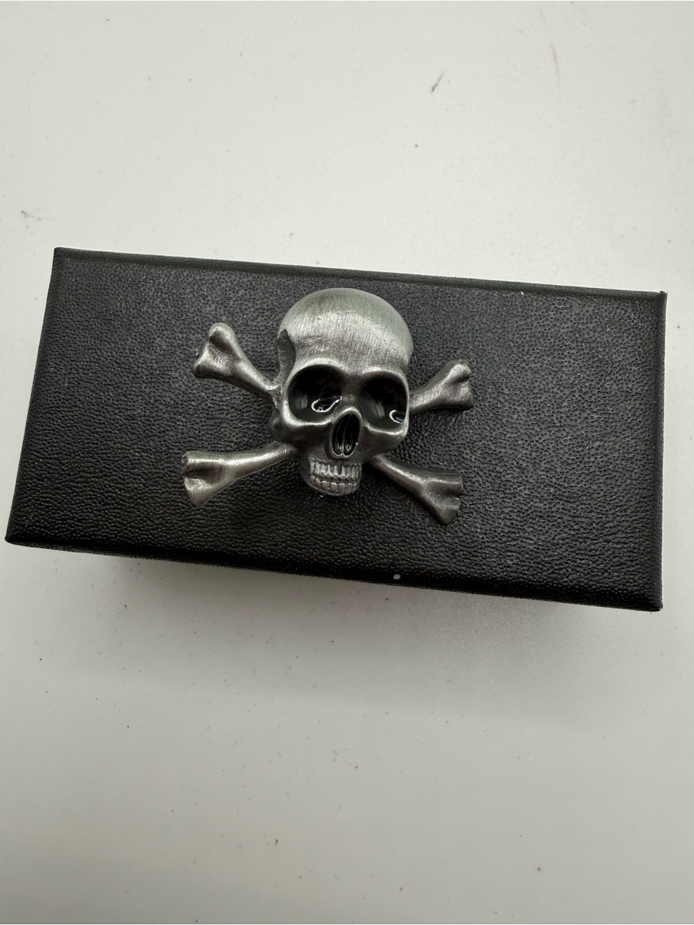 Pewter Skull & Crossbones Money Clip - Black Silver Accent